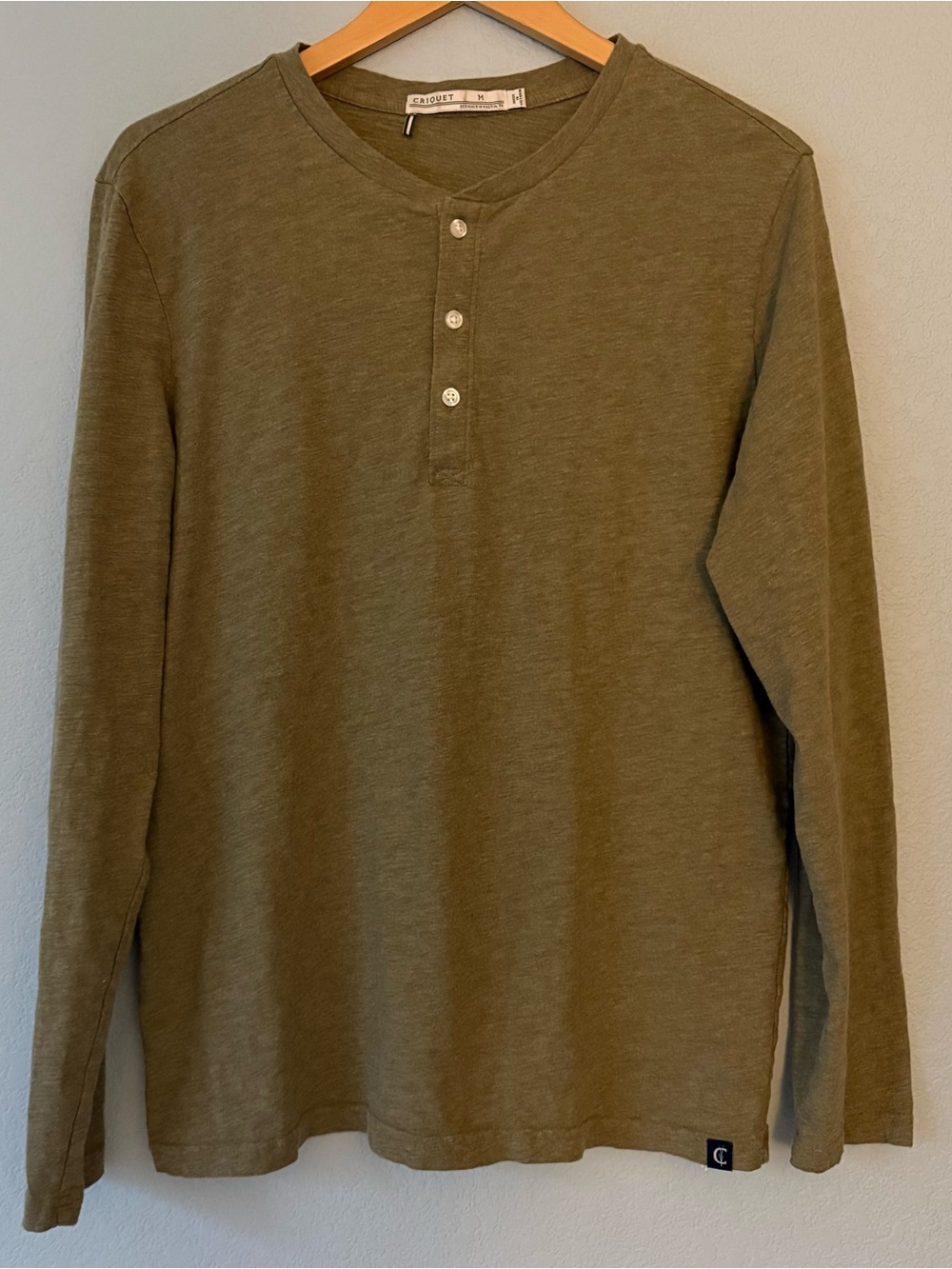 Criquet Austin Texas Slub Cotton Henley Long Sleeve T-Shirt